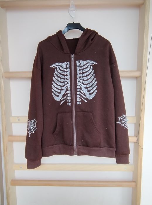 Bluza brązowa 36 ze szkieletem na Halloween