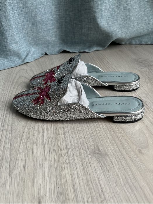 Buty wsuwane Chiara Ferragni 38-39 klapki loafersy baleriny espadryle cekiny