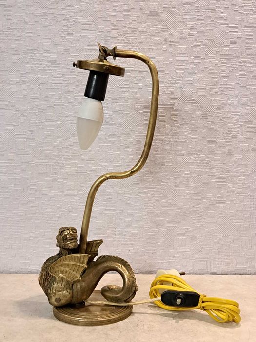 Старинный бронзовый светильник - Дракон - бронза.