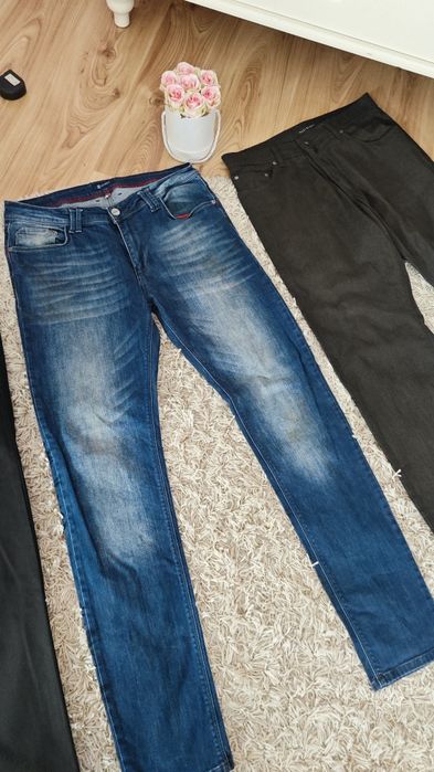 Spodnie dżinsowe męskie niebieskie Evolution jeansy  granatowe 33/34