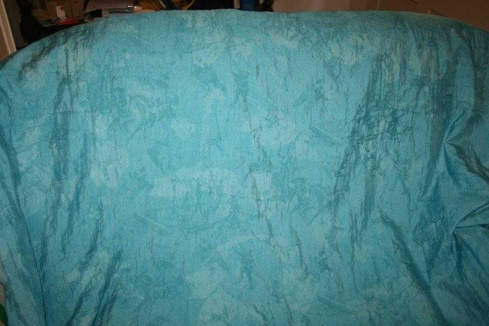 kupon materiału na zasłony turkus blue niebieski kreszowany poliester