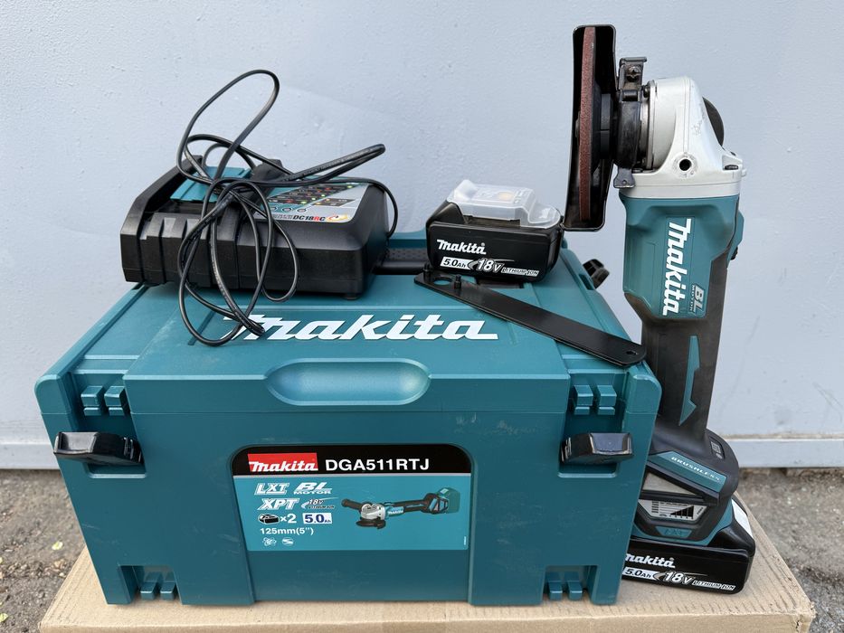 Болгарка акумуляторна Makita DGA511RTJ Оригінал Комплект З/П 2 АКБ