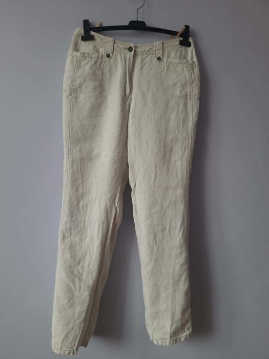 Spodnie lniane, jasny beż