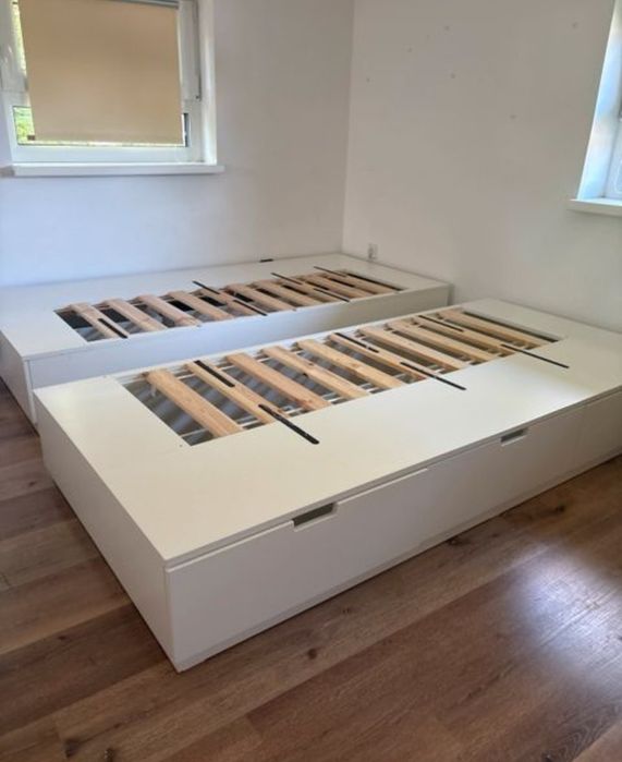 Łóżko Ikea Nordli 90x200 cm białe z szufladami