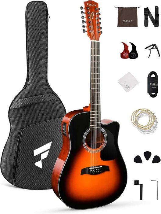 Гітара електро-акустична 12-тиструнна Fesley FDET280C (комплект)