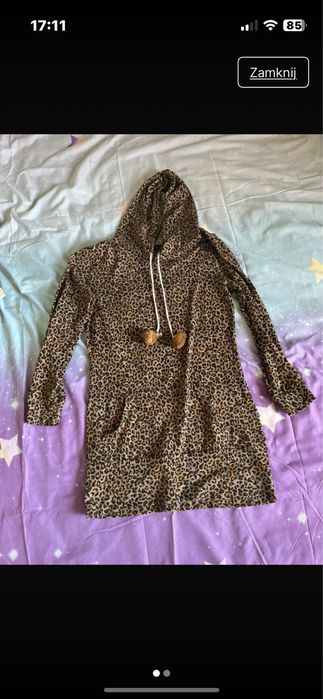 Bluza damska z kapturem w panterkę