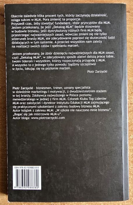Dekalog MLM - Praktyczny poradnik programowania biznesu - Piotr Zarzycki
