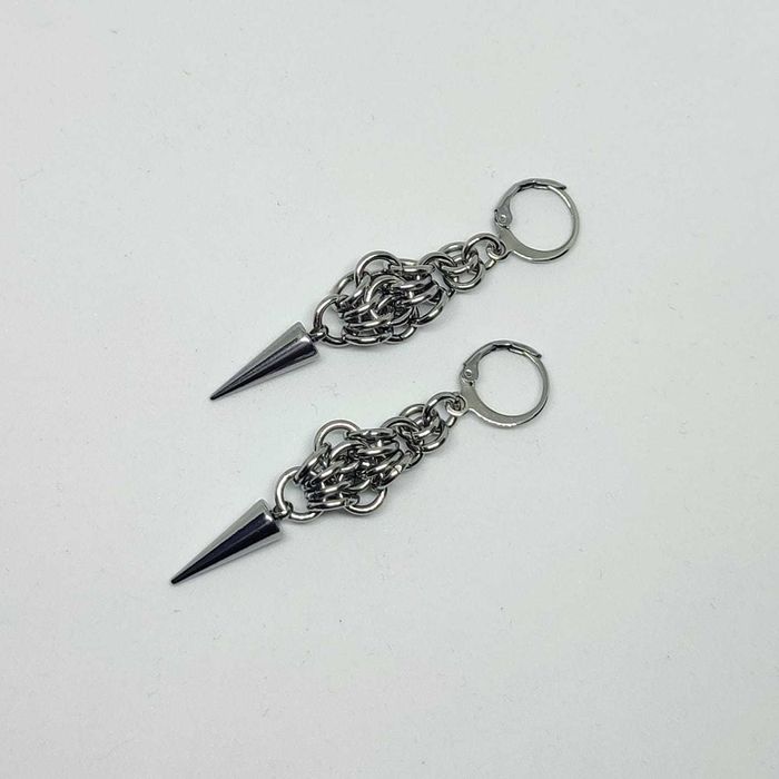 Ręcznie robione kolczyki chainmaille ze stali chirurgicznej 304