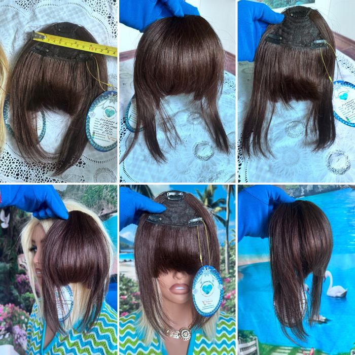 Натуральная накладная густая 3D чёлка славянские детские волосы