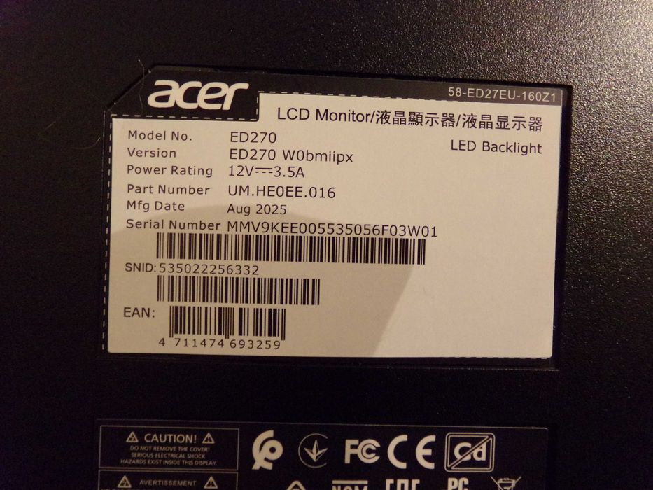 Acer Nitro 27" Full HD VA 240Hz  Gwarancja 35 m-ce.