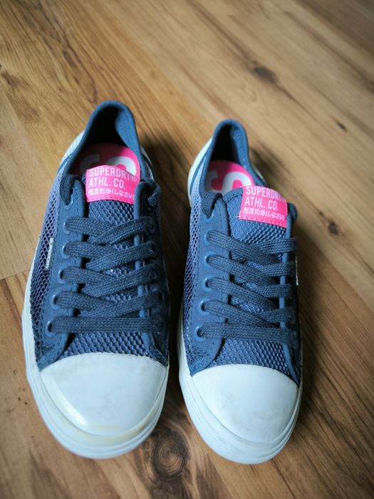 Superdry trampki damskie 40 białe niebieskie siatka lato