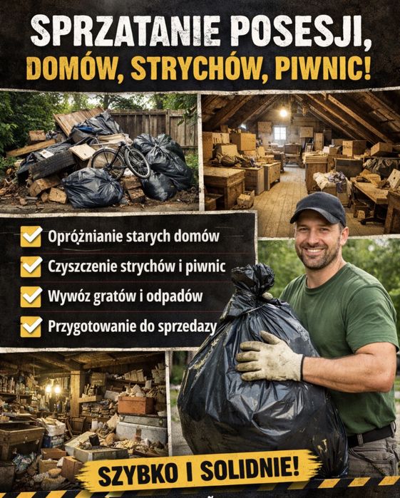 Oczyszczanie obiektów, posesji .