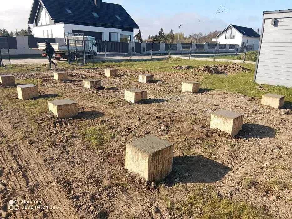Płyty fundamentowe, fundamenty, stopy pod garaże altany domki