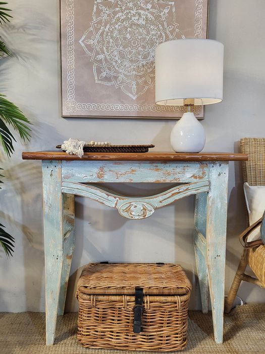 consola,  mesa, aparador,  verde agua, decoração,  rustico