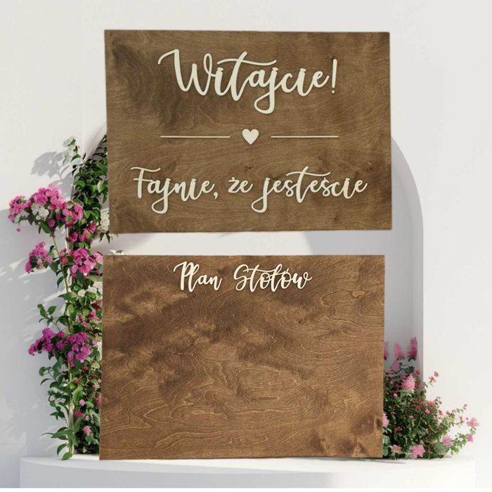 Zestaw tablic weselnych kreski na wesele plan stołów powitalna boho