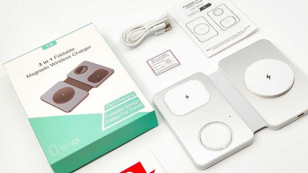 Бездротова станція OSSKY T5 15W 15Вт 3 в 1 для Phone та Apple Watch