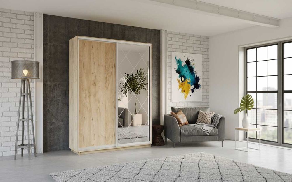 Шкаф-купе 1200×600×2200 в цвете дуб крафт серый