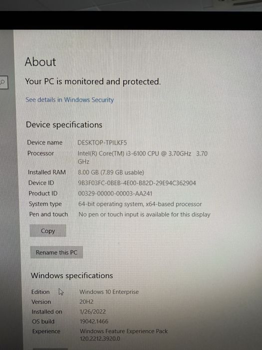 Офісний пк - i3-6100 3.7GHz, 8Gb RAM