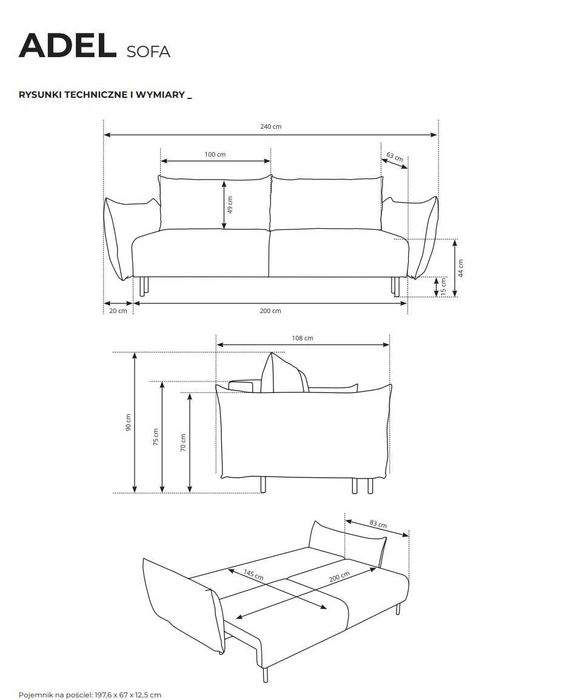 Sofa, Kanapa z funkcją spania ADELE!