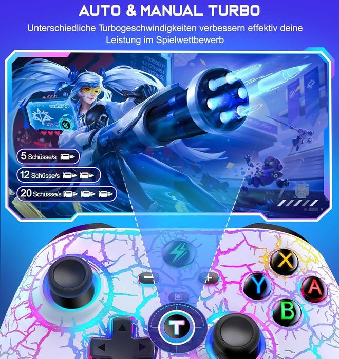 Pad bezprzewodowy kontroler z RGB do Nintendo Switch, PC