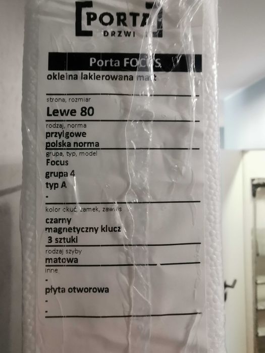 Drzwi wewnętrzne przylgowe lewe 80 Porta Focus 4.A Szary Platynowy Mat