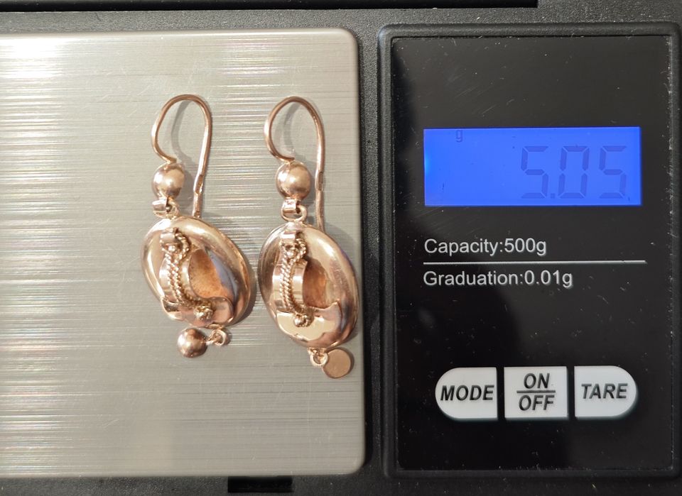 Золоті сережки-самовари, протяжки, 583 проба.