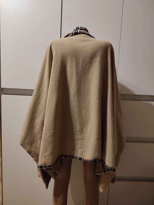 Пальто пончо кашемир шерсть в стиле Burberry в клетку с шарфом винтаж