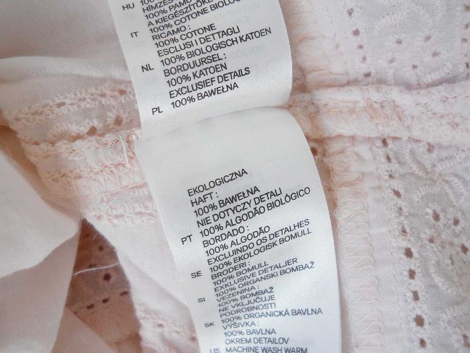 THE GARDEN collection H&M pastelowa Tunika haft Bawełna Ekologiczna