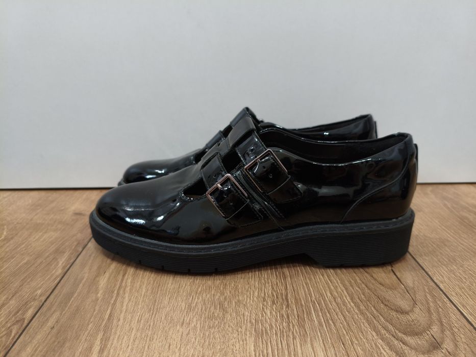 Buty Clarks półbuty damskie skórzane czarne 39,5 25,5cm