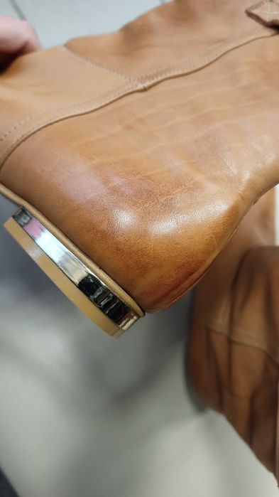 Шкіряні чоботи рижі 40 розмір