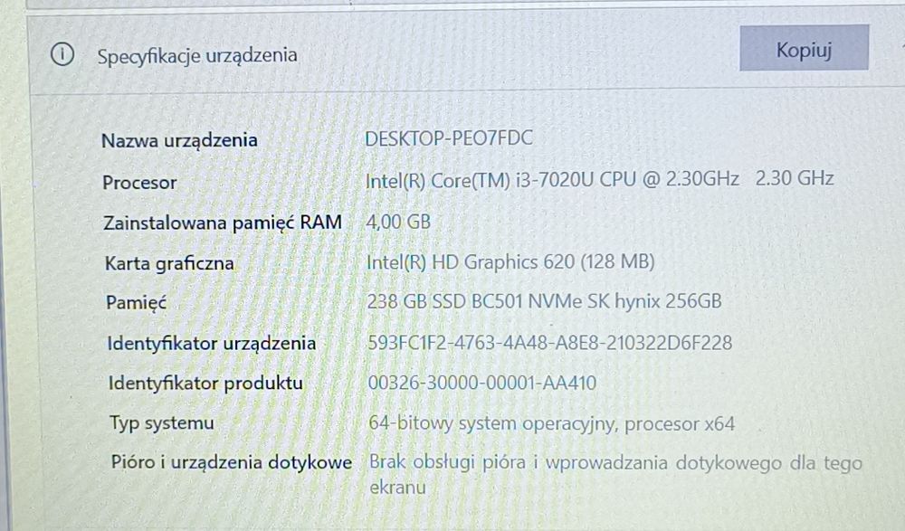 Laptop Dell Inspiron 15 3000 Intel core i3 7th gen