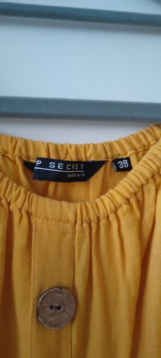 Żółta sukienka z lnem Top Secret