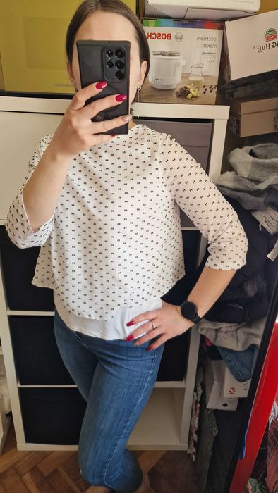 Bluzka luźna elegancka 3/4 rękaw M&S Collection wzór