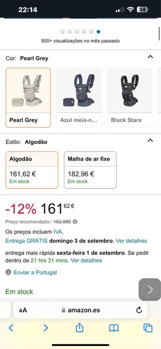 Marsúpio Omni 360 Cool Air cinza