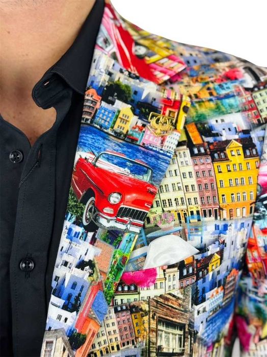 MARCO MILANO Marynarka męska M04 kolorowa, Cuba, auta, miasto, casual