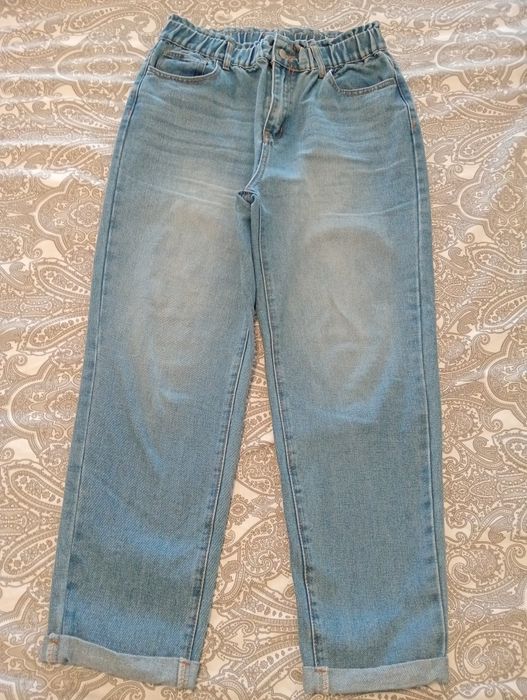 Calças de ganga de cintura subida - tamanho L (42)