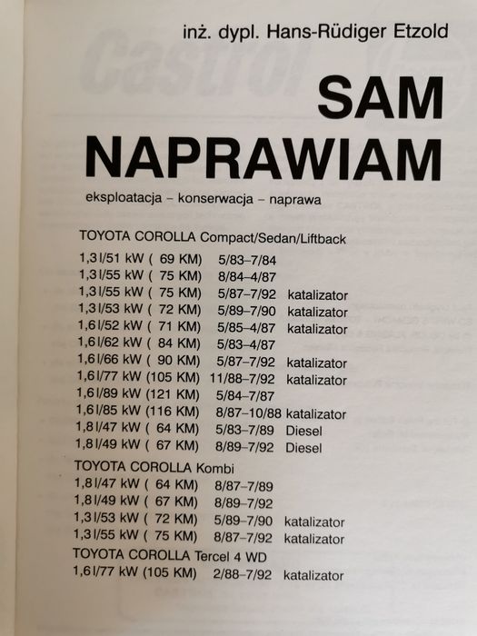 Książka Toyota Corolla, Sam naprawiam