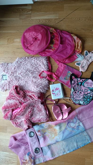 12zt Różowa paczka dla dziewczynki  torebka futerka wiszący kosz