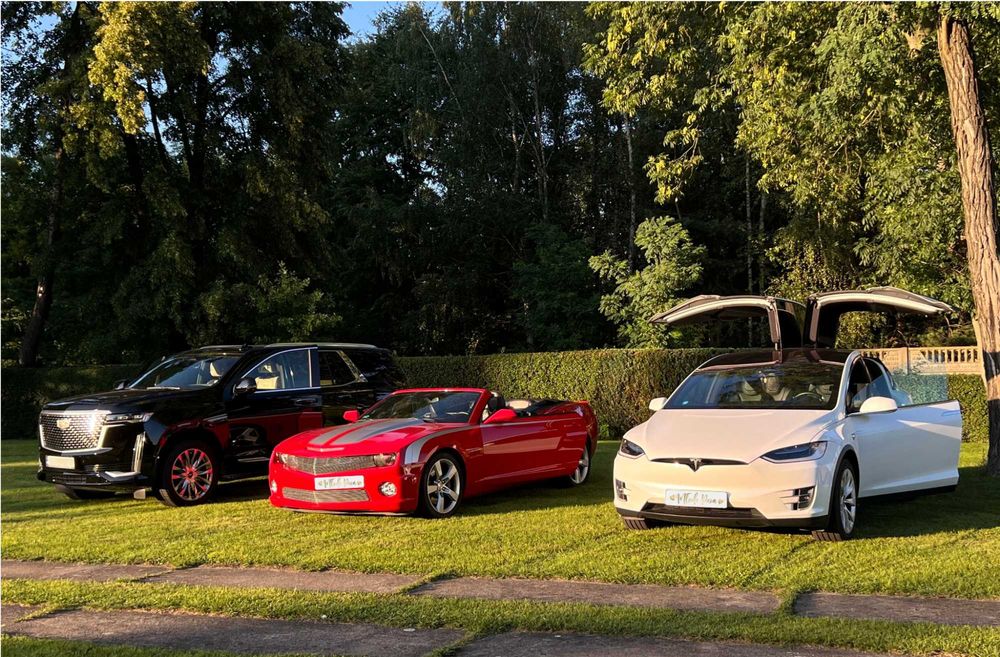 Auto samochód do ślubu - Cadillac Escalade, Chevrolet Camaro, Tesla X