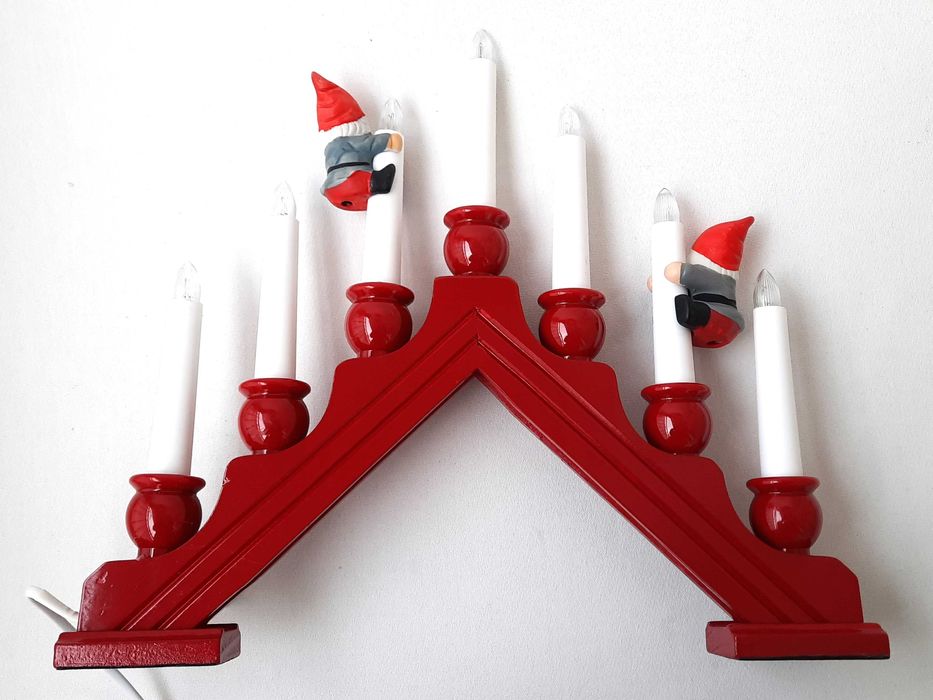 NOWY Drewniany świecznik świąteczny - Szwecja