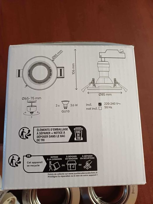 GoodHome zestaw 3 oczek sufitowych led białych