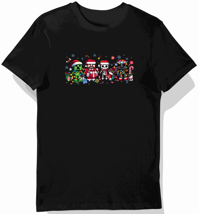 Koszulka dziecięca czarna świąteczne minecraft świąteczna prezent 128