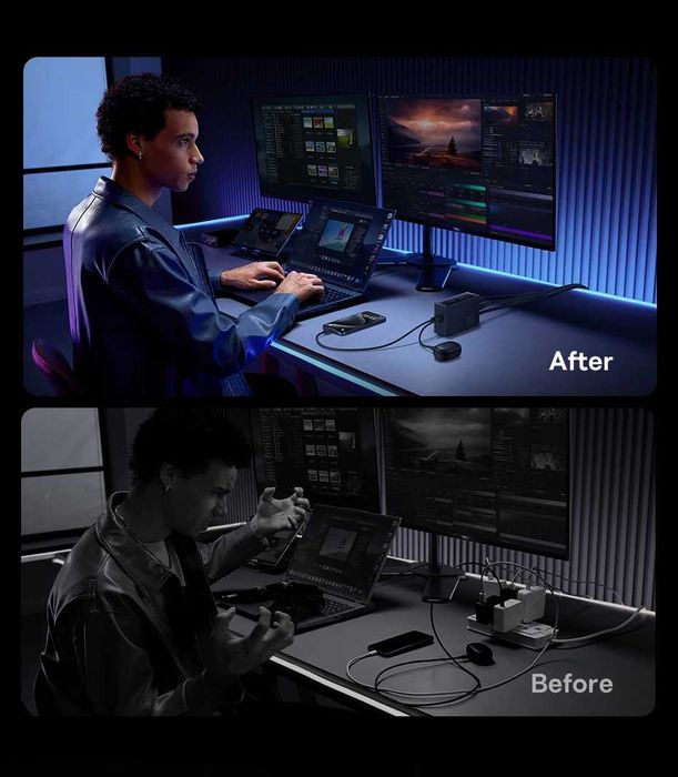 Зарядний пристрій Baseus Digital GaN Desktop Fast Charger 240W