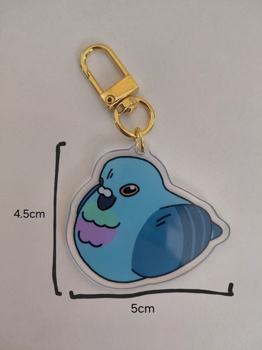 Akrylowa zawieszka keychain z gołębiem
