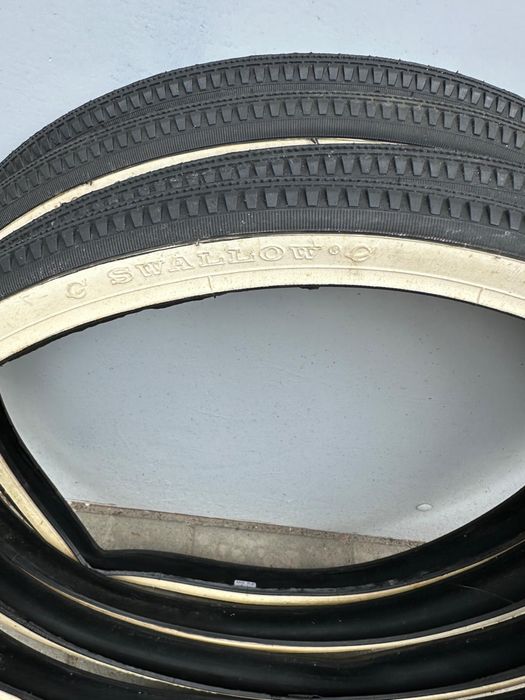 NOWE Opony RETRO 22x1 3/8 Swallow (37-489) BIAŁY BOK Komplet 2 szt.