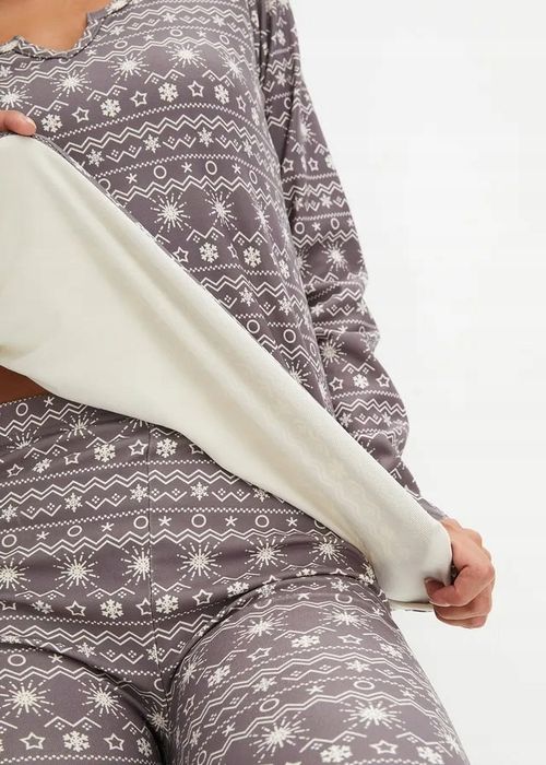 B.P.C. piżama damska ciepła szara we wzory 44/46.