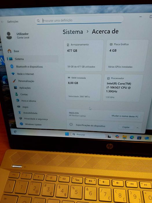 Portátil HP PAVILION CoreI7-1065G7 1.30