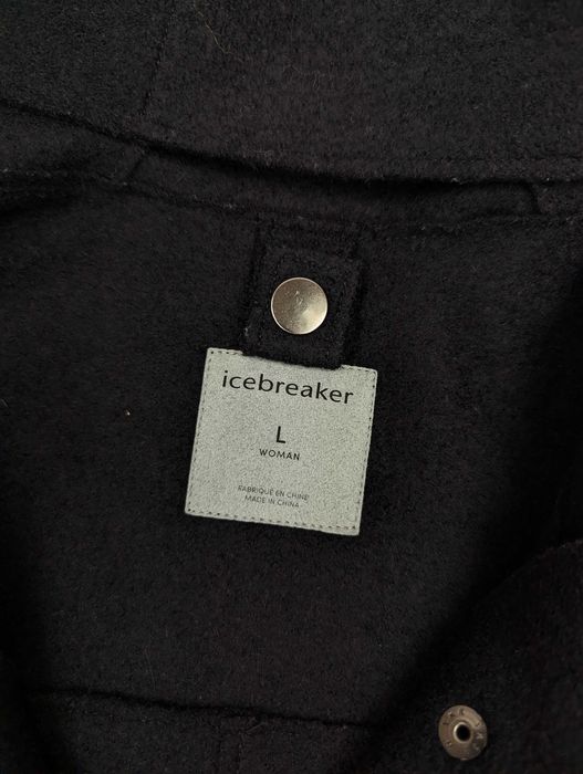 Icebreaker Merino czarny płaszcz kurtka z kapturem L wełna
