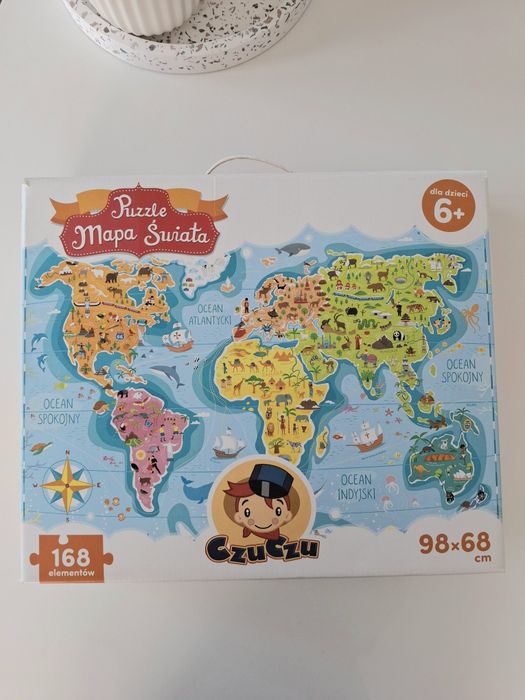 Puzzle CzuCzu Mapa Świata 168 elementów, układanka edukacyjna 6+
