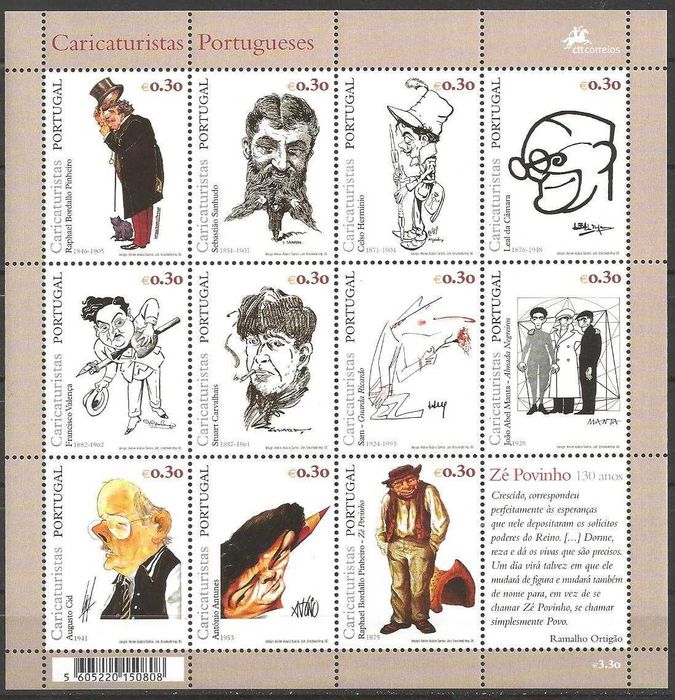 Folhas miniatura selos CTT - ano 1979 a 2020 - NOVAS